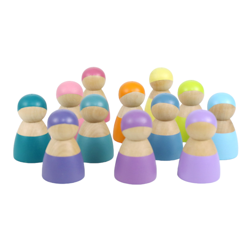 12-Piece Wooden Peg Dolls
