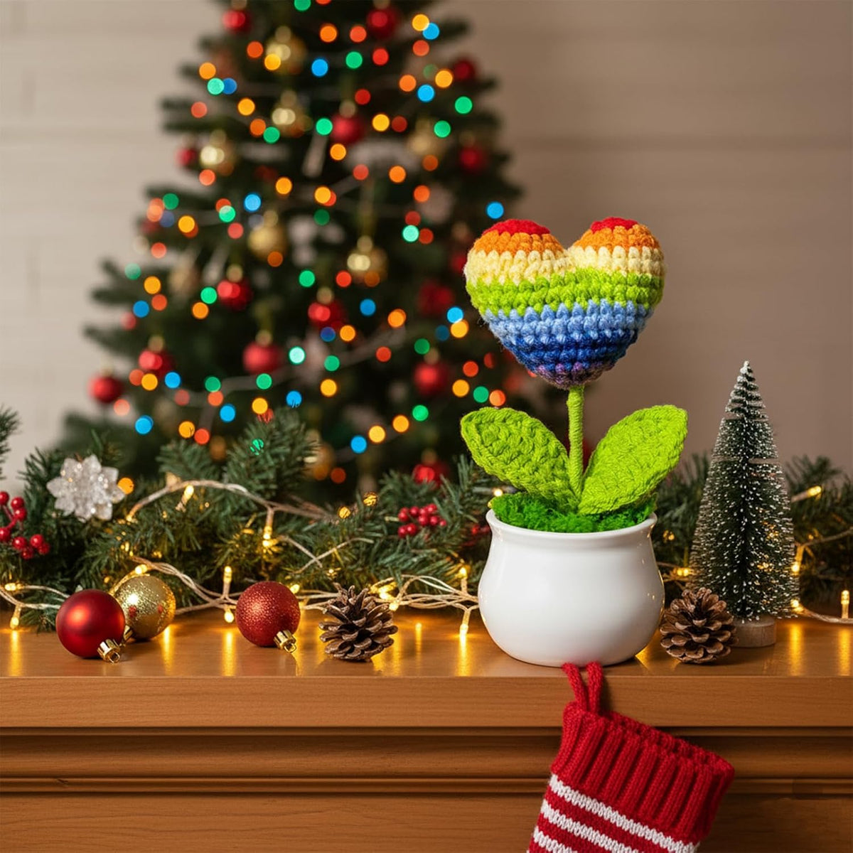 Crochet Rainbow Love Decoration for Decor & Emotions