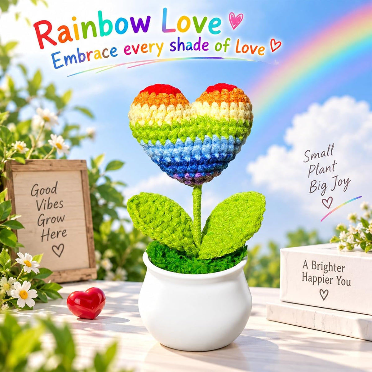 Crochet Rainbow Love Decoration for Decor & Emotions