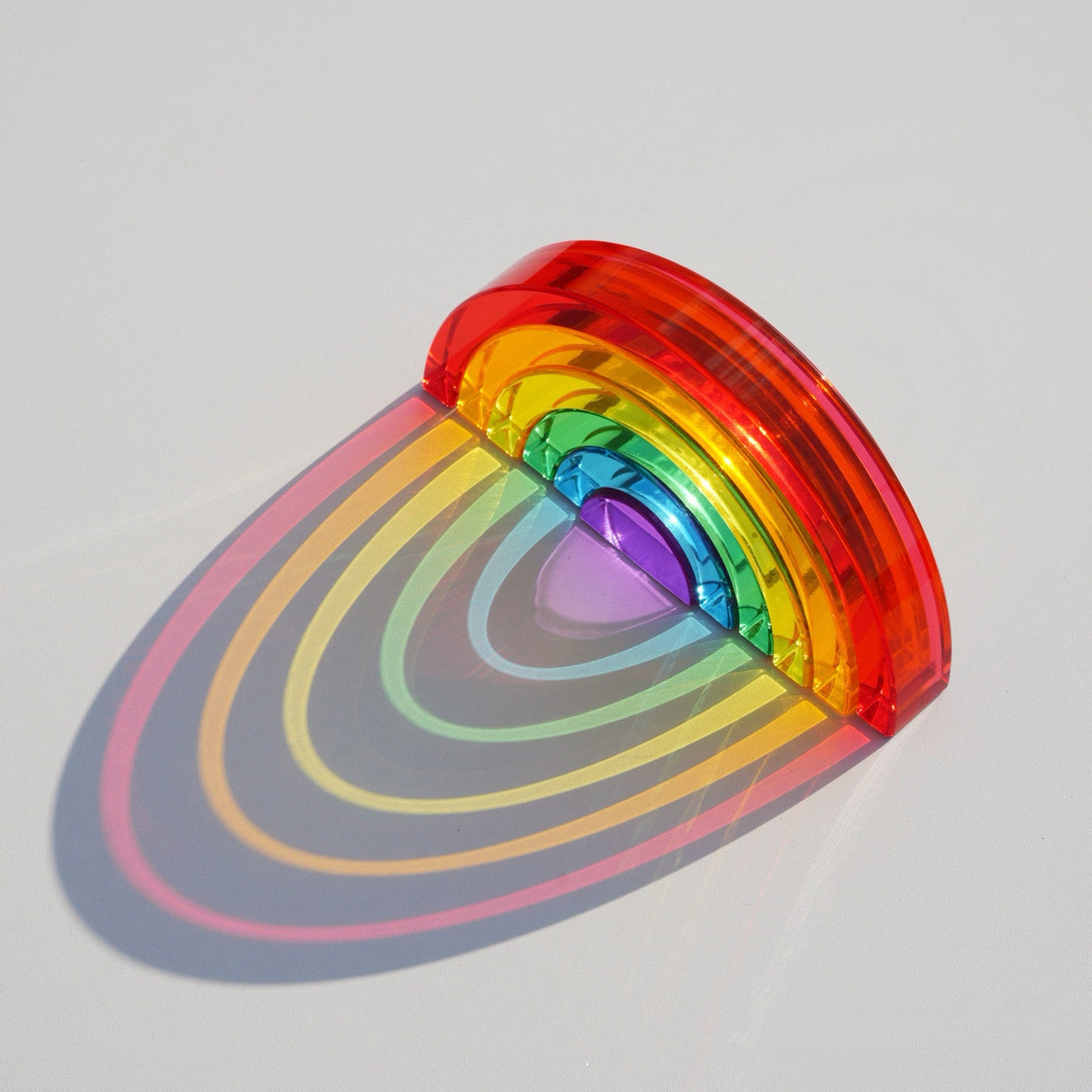 6-Piece Small Crystal-Clear Lucite Rainbow Stacker