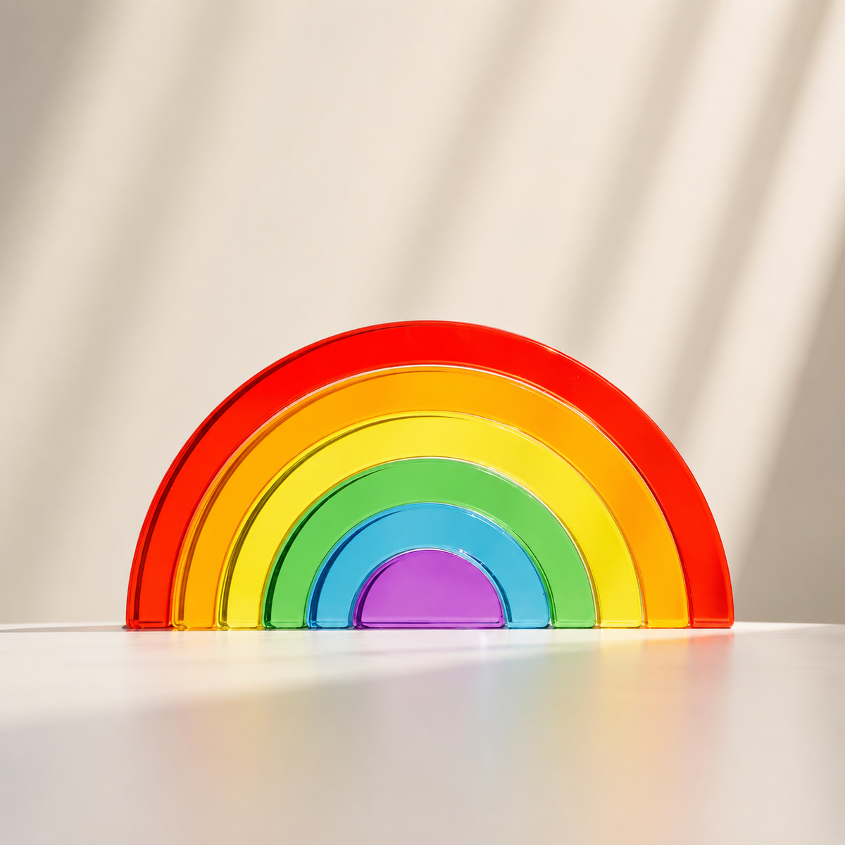 6-Piece Small Crystal-Clear Lucite Rainbow Stacker