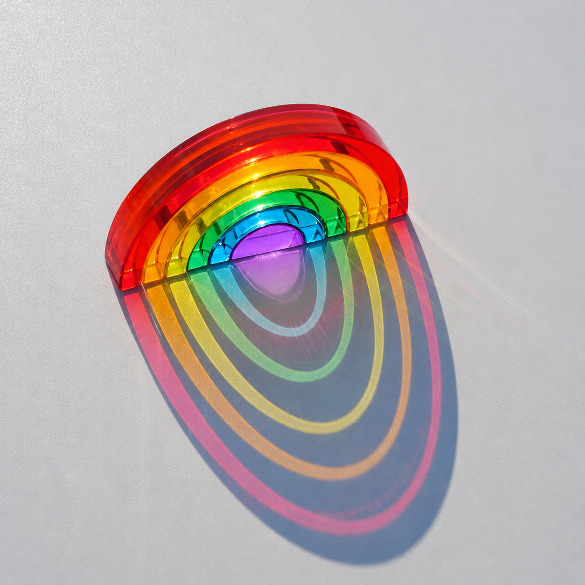 6-Piece Small Crystal-Clear Lucite Rainbow Stacker