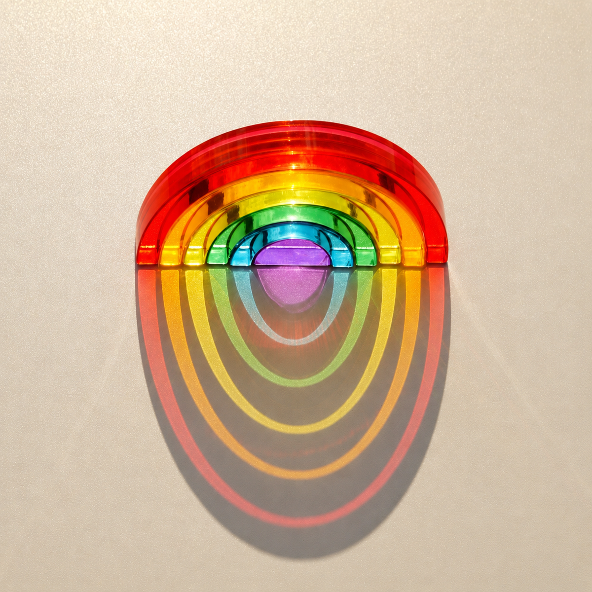 6-Piece Small Crystal-Clear Lucite Rainbow Stacker