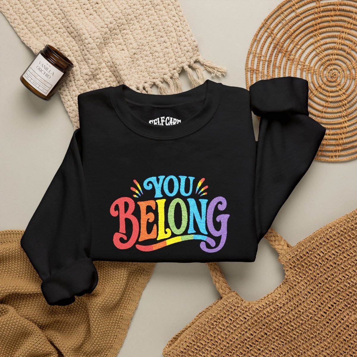 Embroidered You Belong Sweatshirt