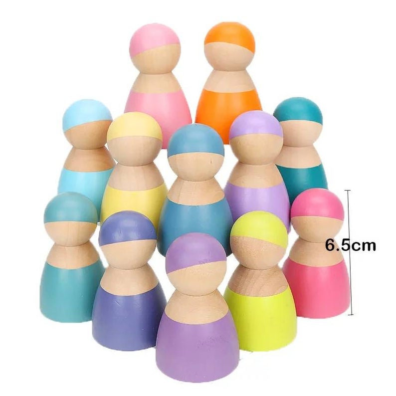 12-Piece Wooden Peg Dolls