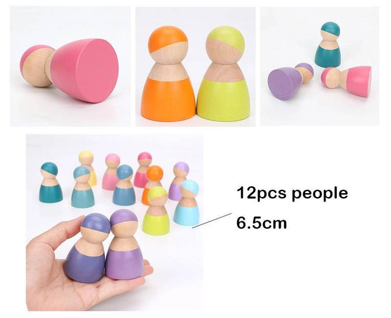 12-Piece Wooden Peg Dolls