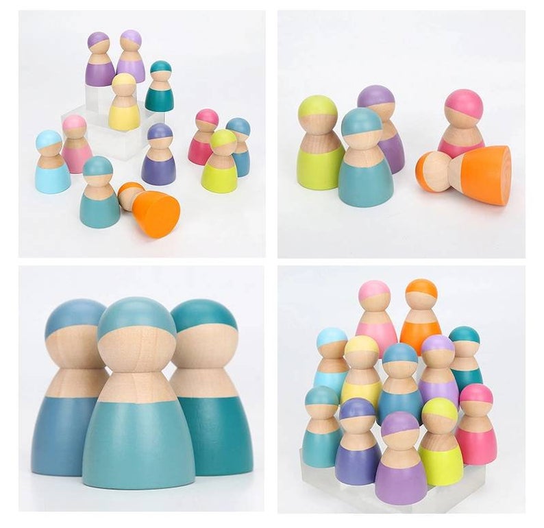 12-Piece Wooden Peg Dolls