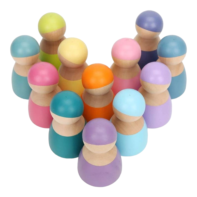 12-Piece Wooden Peg Dolls