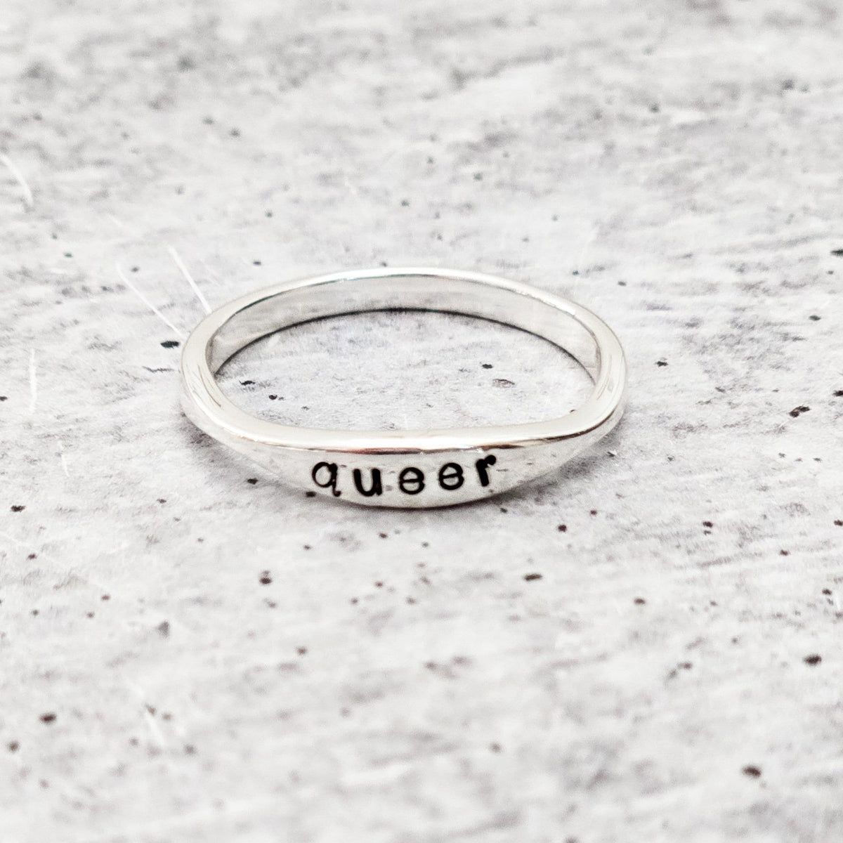QUEER Dainty Gold Plated or Sterling Silver Ring